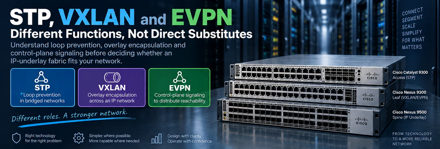 STP, VXLAN and EVPN: Different Functions, Not Direct Substitutes
